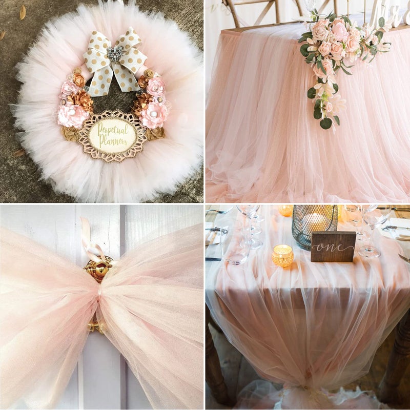 IONTACH Blush Tulle Fabric Rolls 54 Inch by 40 Yards Tulle Bolt Spool for Wedding Decorations DIY Tutu Baby Shower Table Skirt Ceiling Decor Birthday Party Craft Supplies - Image 4